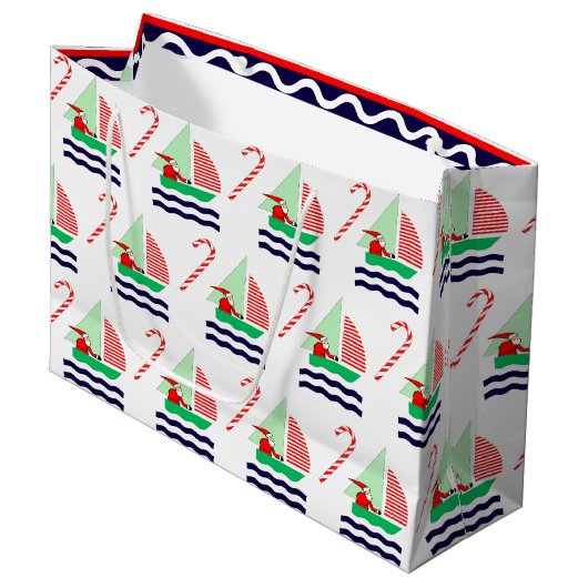 Christmas Sailing Nautical Große Geschenktüte (Vorderseite Schrägansicht)