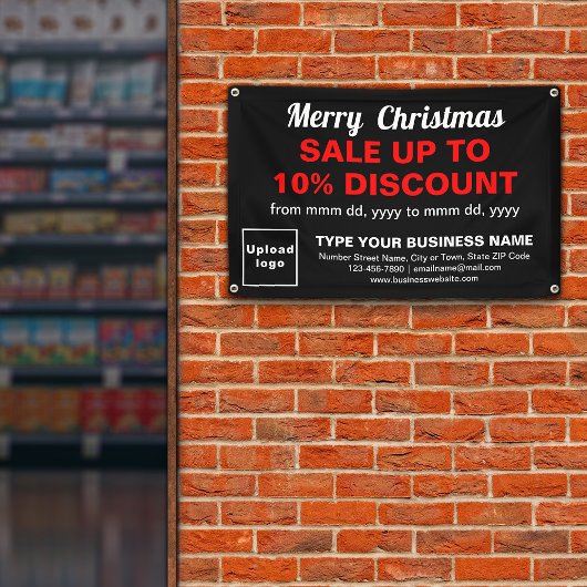 Christmas Sale Business Black Rectangle 4’ x 2,5" Banner
