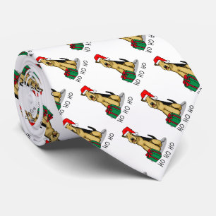 Christmas Santa Airedale Terrier HO HO HO Funny Fu Krawatte