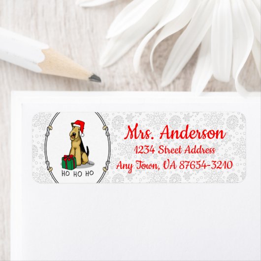 Christmas Santa Airedale Terrier HO HO Niedlich (Insitu)