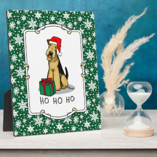 Christmas Santa Airedale Terrier HO HO Niedlich Fotoplatte