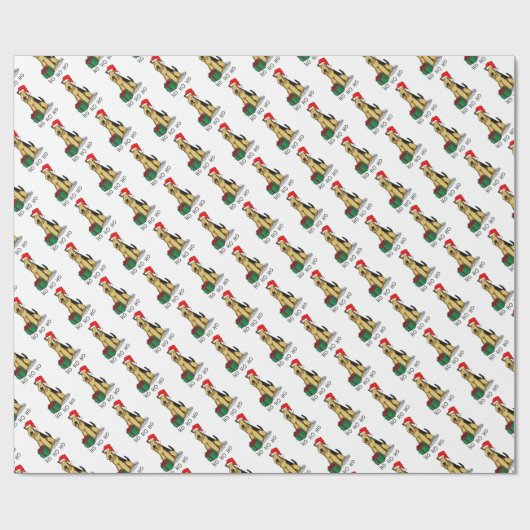 Christmas Santa Airedale Terrier HO HO Niedlich Geschenkpapier (Flach)