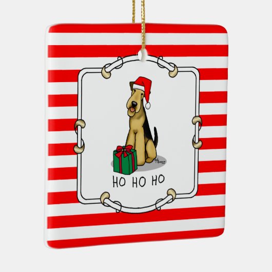 Christmas Santa Airedale Terrier HO HO Niedlich Keramikornament (Rechts)