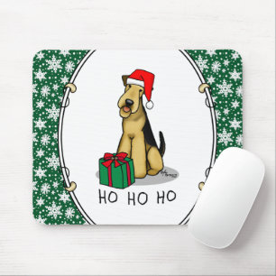 Christmas Santa Airedale Terrier HO HO Niedlich Mousepad