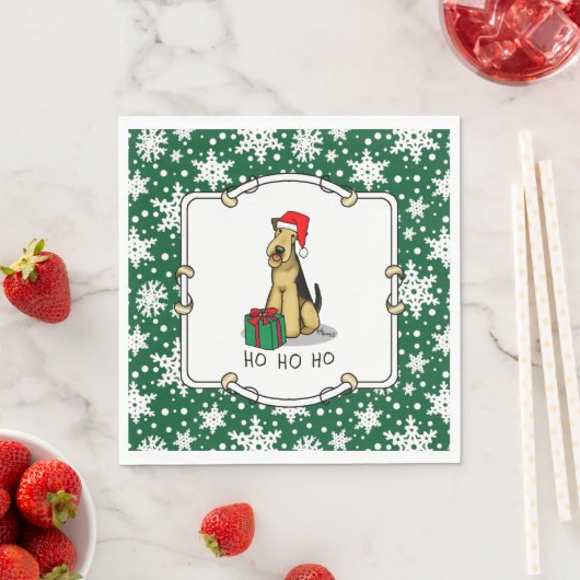 Christmas Santa Airedale Terrier HO HO Niedlich Serviette (Beispiel)