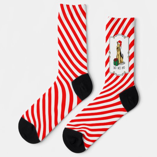 Christmas Santa Airedale Terrier HO HO Niedlich Socken (Linkes Detail)