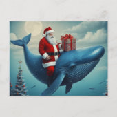 Christmas Santa and Whale Surreal Postkarte (Vorderseite)
