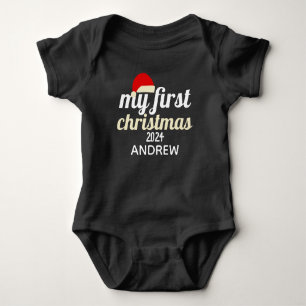 Christmas santa Baby Foto Personalisieren Name Strampler