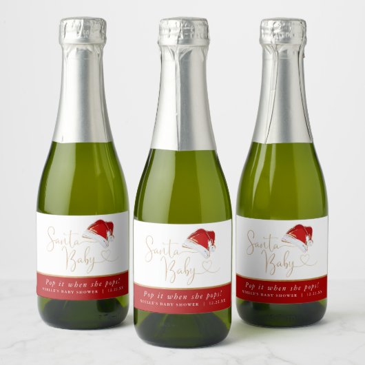 Christmas Santa Baby Pop it When She Pops Mini Schaumweinetikett (Flaschen)