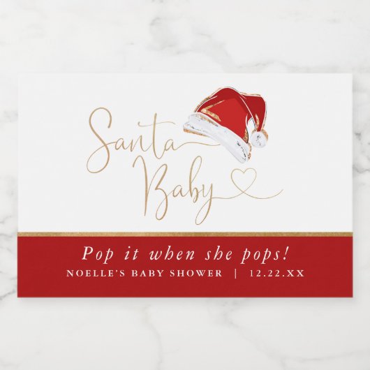Christmas Santa Baby Pop it When She Pops Mini Schaumweinetikett (Einzelnes Label)