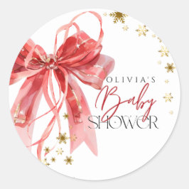 Christmas Santa Baby Red and Gold Baby Shower Runder Aufkleber
