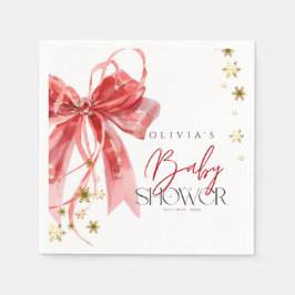 Christmas Santa Baby Red and Gold Baby Shower Serviette