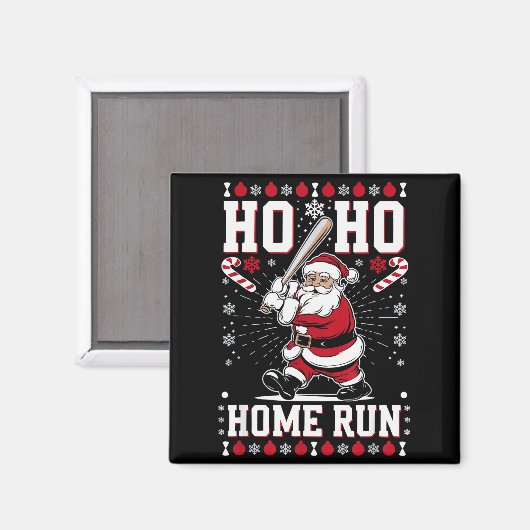 Christmas Santa Baseball Home Run Ho Ho Home Run , Magnet (Vorderseite/Rückseite)