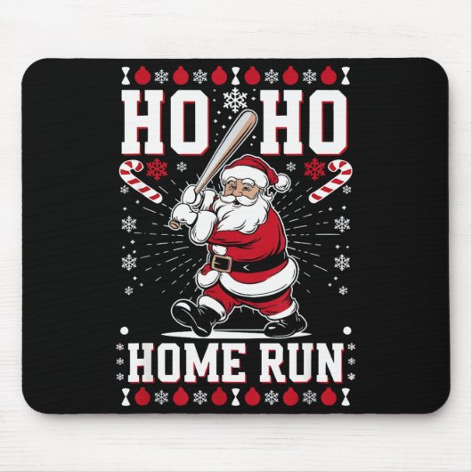 Christmas Santa Baseball Home Run Ho Ho Home Run , Mousepad (Vorne)