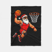 Christmas Santa Basketball Player Dunking Basketba Fleecedecke (Vorderseite)