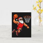 Christmas Santa Basketball Player Dunking Basketba Karte (Gelbe Blume)