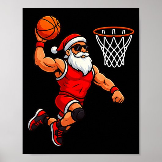 Christmas Santa Basketball Player Dunking Basketba Poster (Vorne)