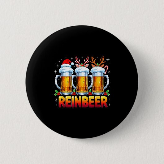 Christmas Santa Beer Lovers Funny Drinking Trend N Button (Vorderseite)