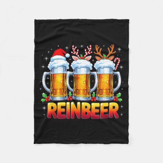 Christmas Santa Beer Lovers Funny Drinking Trend N Fleecedecke (Vorderseite)