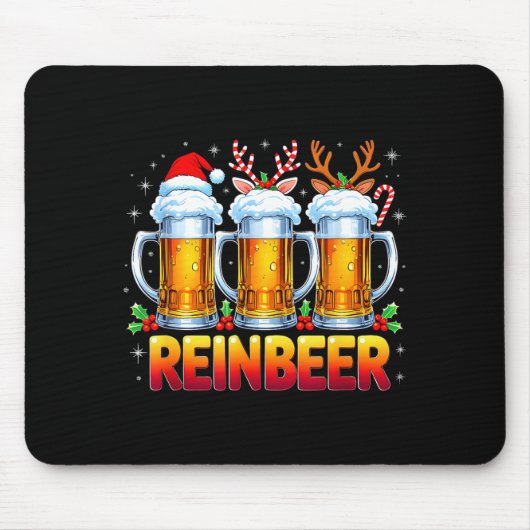 Christmas Santa Beer Lovers Funny Drinking Trend N Mousepad (Vorne)