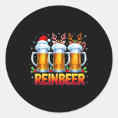 Christmas Santa Beer Lovers Funny Drinking Trend N Runder Aufkleber (Vorderseite)
