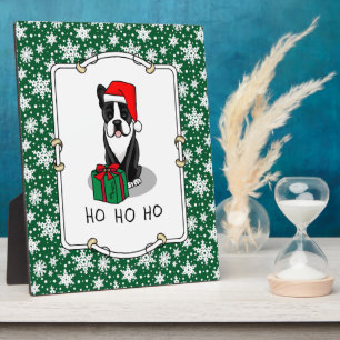 Christmas Santa Boston Terrier (black) Cute Fotoplatte
