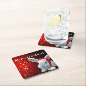 Christmas Santa Bunny Rechteckiger Pappuntersetzer (Vor Ort)