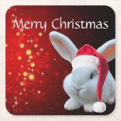 Christmas Santa Bunny Rechteckiger Pappuntersetzer (Vorderseite)