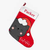 Christmas Santa Cat Merry Catmas Großer Weihnachtsstrumpf (Vorderansicht (hängend))