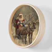 Christmas Santa Cat Vintage Retro Winter Reindeer Uhr (Winkel)