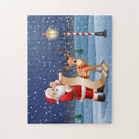 Christmas Santa Claus And Reindeer Holidays | Puzzle (Vertikal)