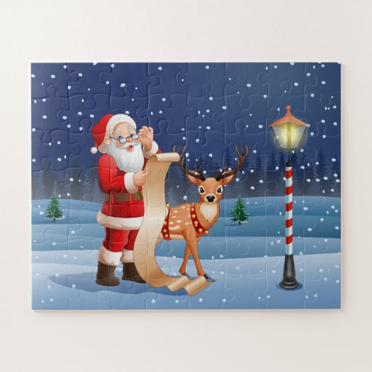 Christmas Santa Claus And Reindeer Holidays | Puzzle (Horizontal)
