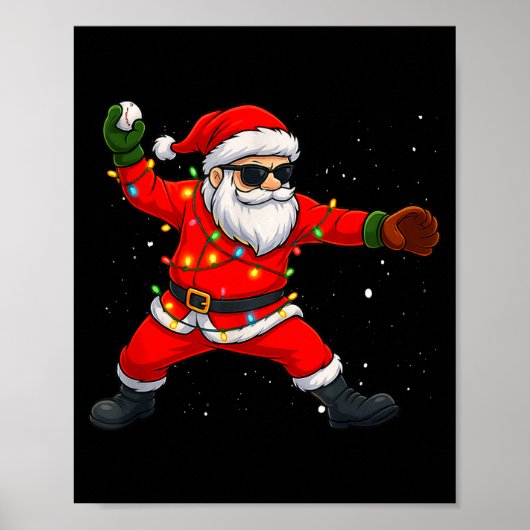 Christmas Santa Claus Baseball Tcher Boys Kids Tee Poster (Vorne)