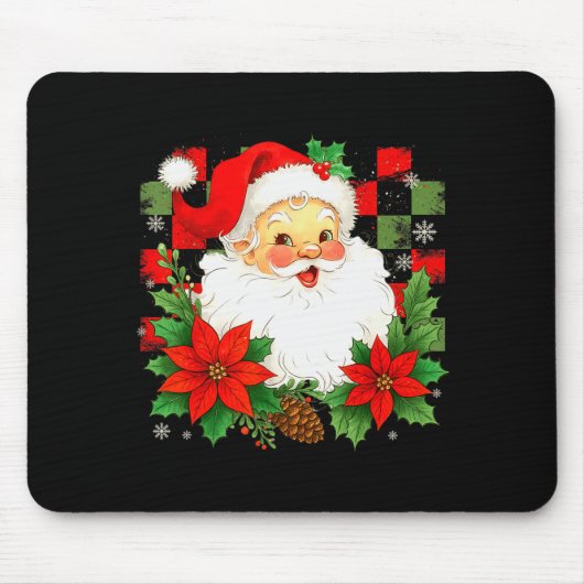 Christmas Santa Claus Checkered Xmas Holiday Women Mousepad (Vorne)