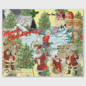 CHRISTMAS Santa Claus COLLAGE Geschenkpapier (Flach)