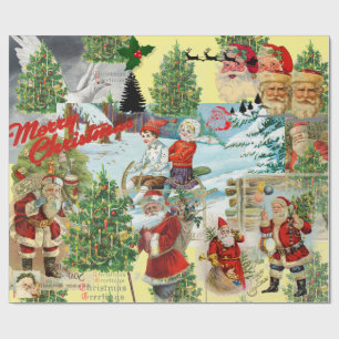 CHRISTMAS Santa Claus COLLAGE Geschenkpapier