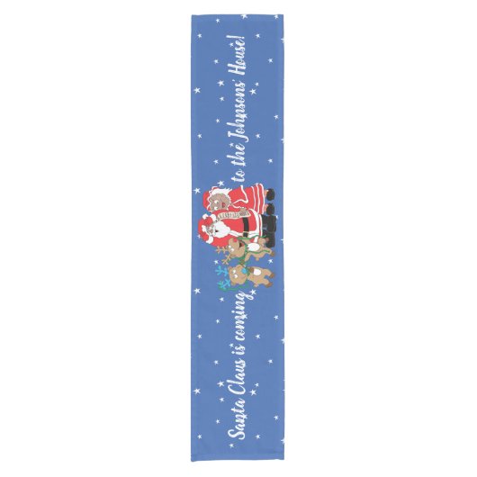 Christmas Santa Claus Darker Personalize 14 x 72 Kurzer Tischläufer (Vorderseite)