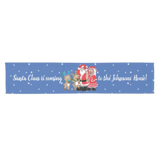 Christmas Santa Claus Darker Personalize 14 x 72 Kurzer Tischläufer (Horizontal)