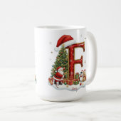 Christmas Santa Claus Elf Penguin Alphabet F Kaffeetasse (VorderseiteRechts)