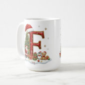Christmas Santa Claus Elf Penguin Alphabet F Kaffeetasse (Vorderseite Links)
