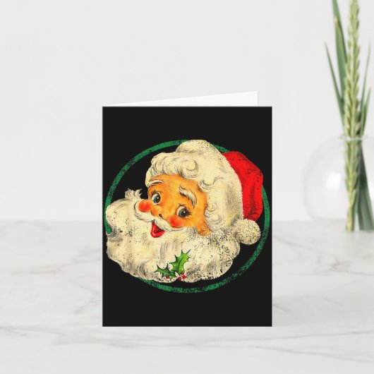 Christmas Santa Claus Face Old Fashioned Pajamas H Karte (Vorderseite)