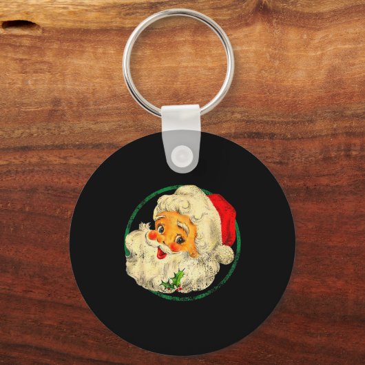 Christmas Santa Claus Face Old Fashioned Pajamas H Schlüsselanhänger (Vorderseite)