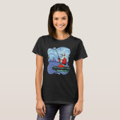 Christmas Santa Claus Fishing On Lake Wood Boat Ou T-Shirt (Vorne ganz)