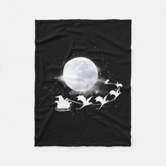 Christmas Santa Claus Flying Past The Moon Dragon  Fleecedecke (Vorderseite)