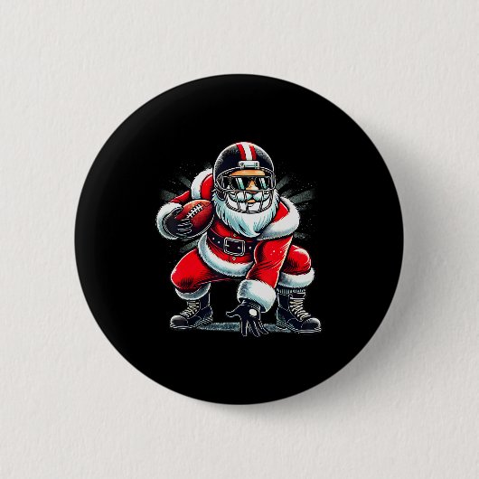 Christmas Santa Claus Football Lineman Quarterback Button (Vorderseite)