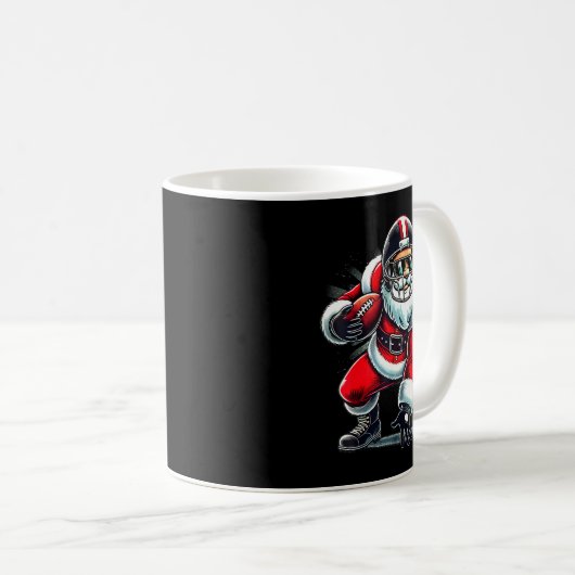 Christmas Santa Claus Football Lineman Quarterback Kaffeetasse (VorderseiteRechts)