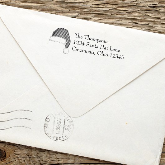 Christmas Santa Claus Hat Return Address Permastempel