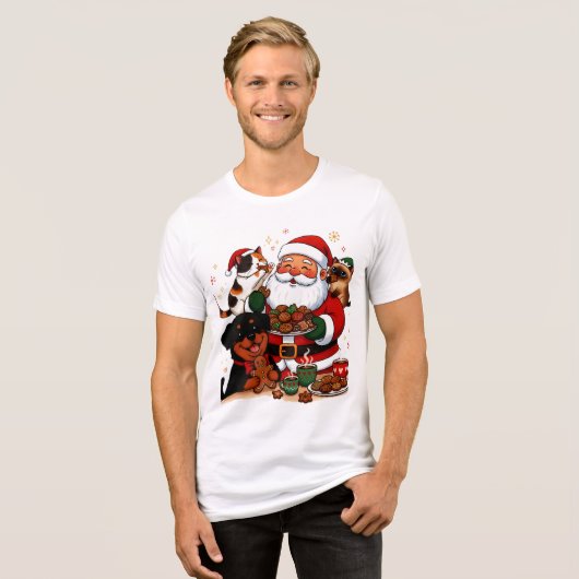 christmas, santa claus, holiday cookies, calico ca Tri-Blend shirt (Vorderseite voll)