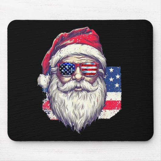 Christmas Santa Claus Patriotic Usa Sungles In Jul Mousepad (Vorne)