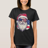 Christmas Santa Claus Patriotic Usa Sungles In Jul T-Shirt (Vorderseite)